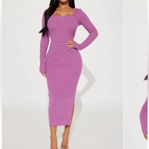 Fashion Nova two piece - Lavender Pink Ribbed Midi Skirt